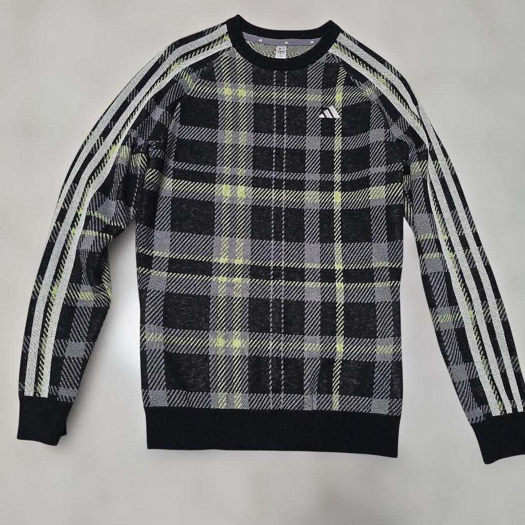 adidas チェック セットアップニットS