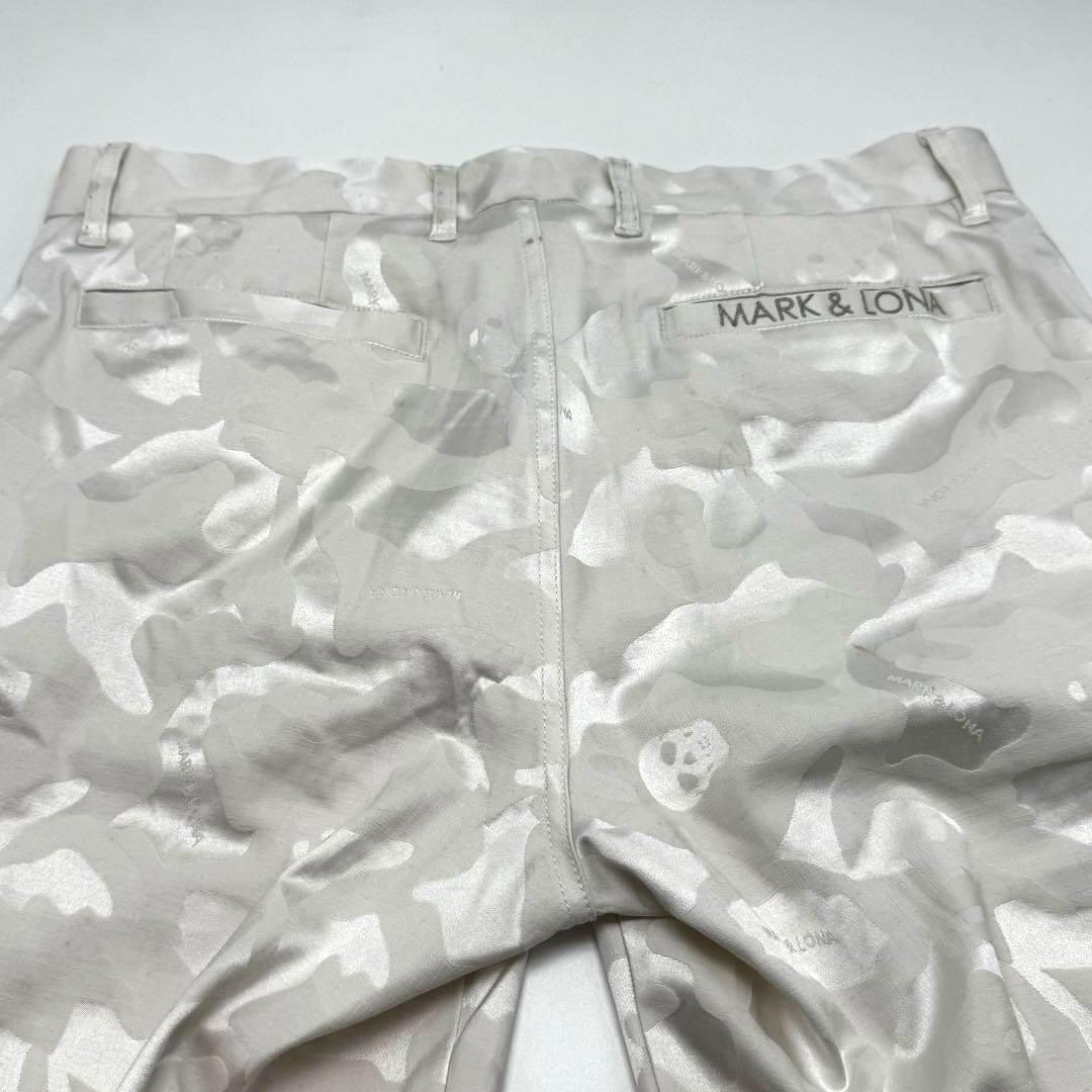 MARK & LONA スカルカモ ゴルフハーフパンツ ホワイト 良美品　L