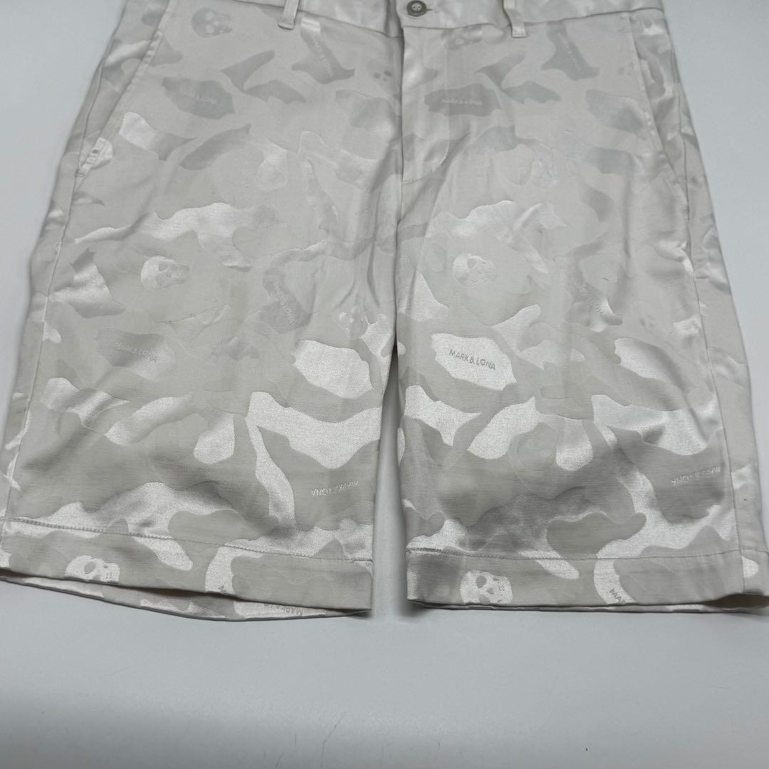 MARK & LONA スカルカモ ゴルフハーフパンツ ホワイト 良美品　L