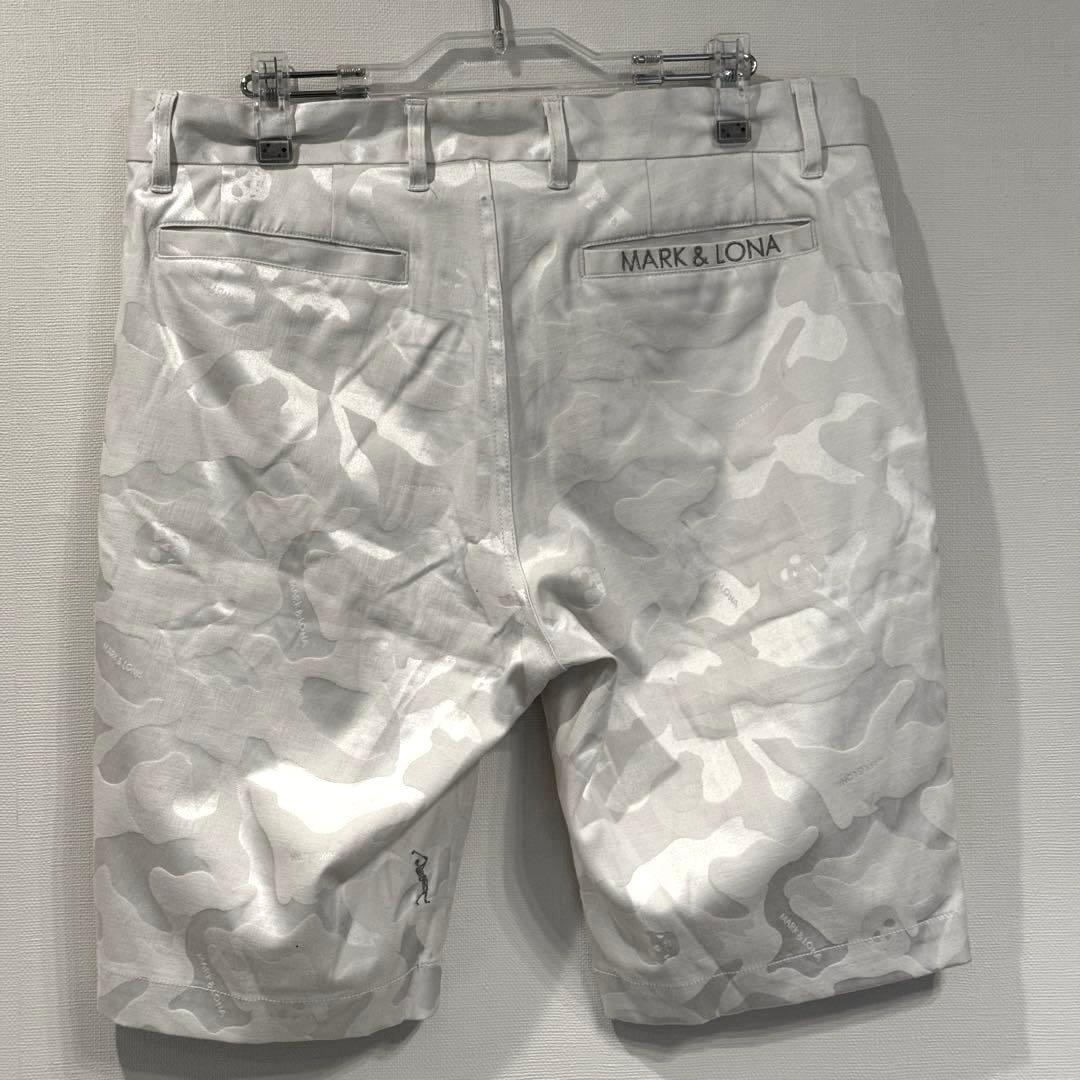 MARK & LONA スカルカモ ゴルフハーフパンツ ホワイト 良美品　L
