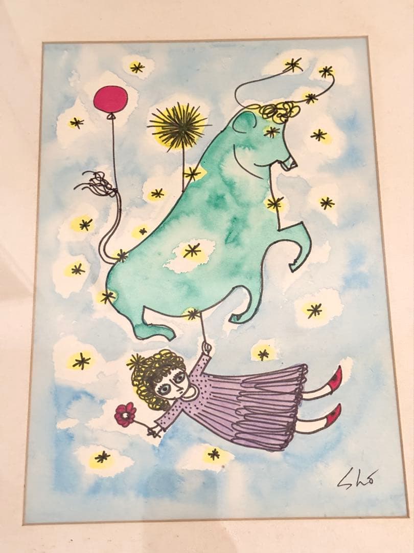 【原画】アンティークショップ購入 水彩画「Sho」星座シリーズ 2点