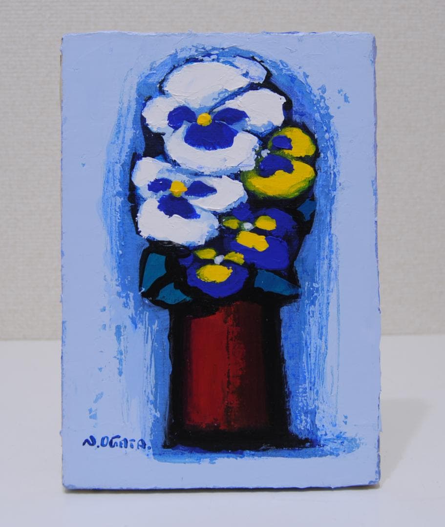 小縣二一 「 パンジー 」 肉筆 油彩画 油絵 花の絵 静物画 光風会ルサロン