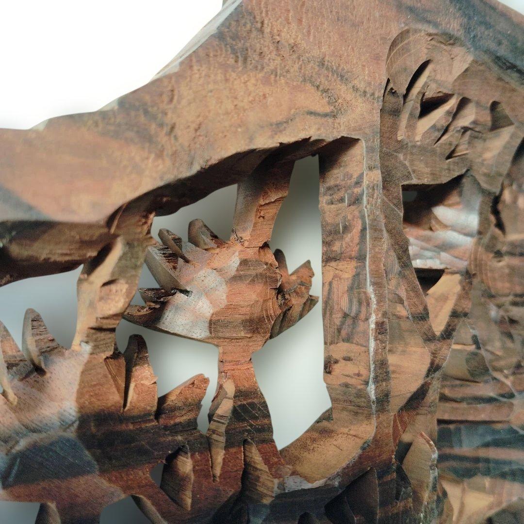 縞黒檀一刀彫り　欄間上枠付