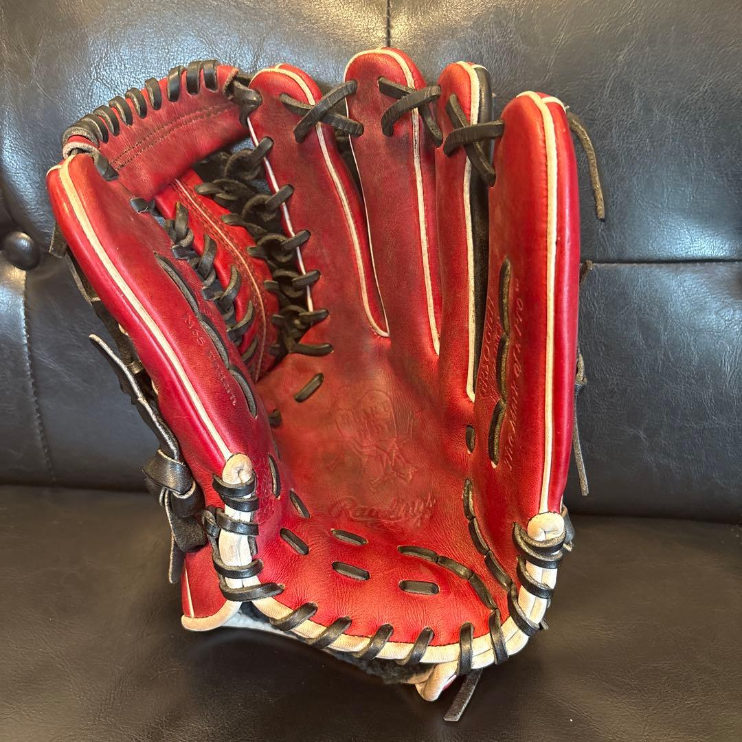 【美品】Rawlings HOH 軟式野球グローブ レッド 内野 オーダー