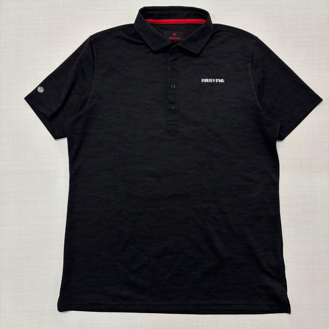 【美品】BRIEFING ブリーフィング 半袖ポロシャツ シャドーカモ 黒 XL