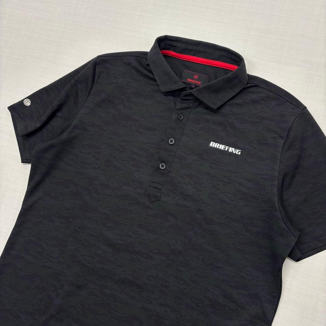【美品】BRIEFING ブリーフィング 半袖ポロシャツ シャドーカモ 黒 XL