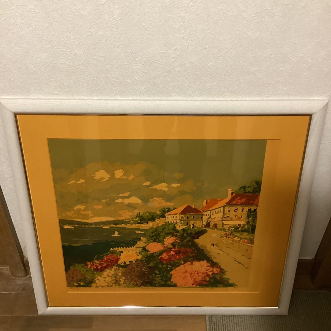 平賀康伸　地中海の祥風　リトグラフ592/1000 直筆サイン有作品N25478