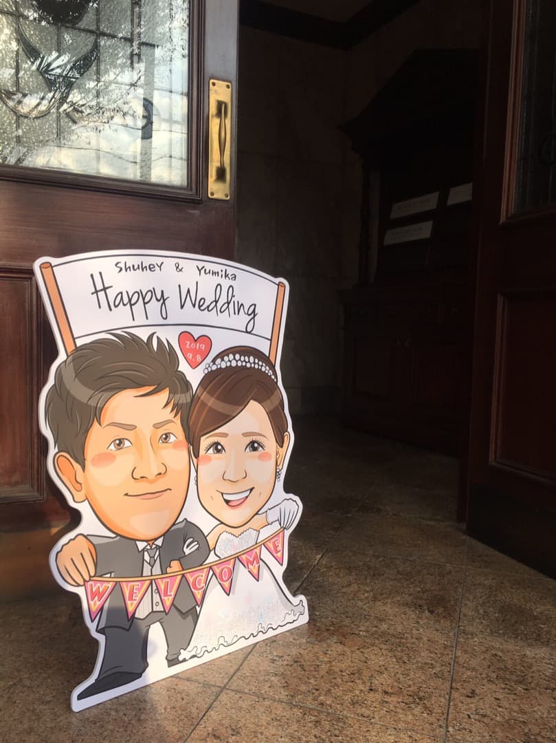 似顔絵　看板　結婚式　2次会　開店祝い　パーティー