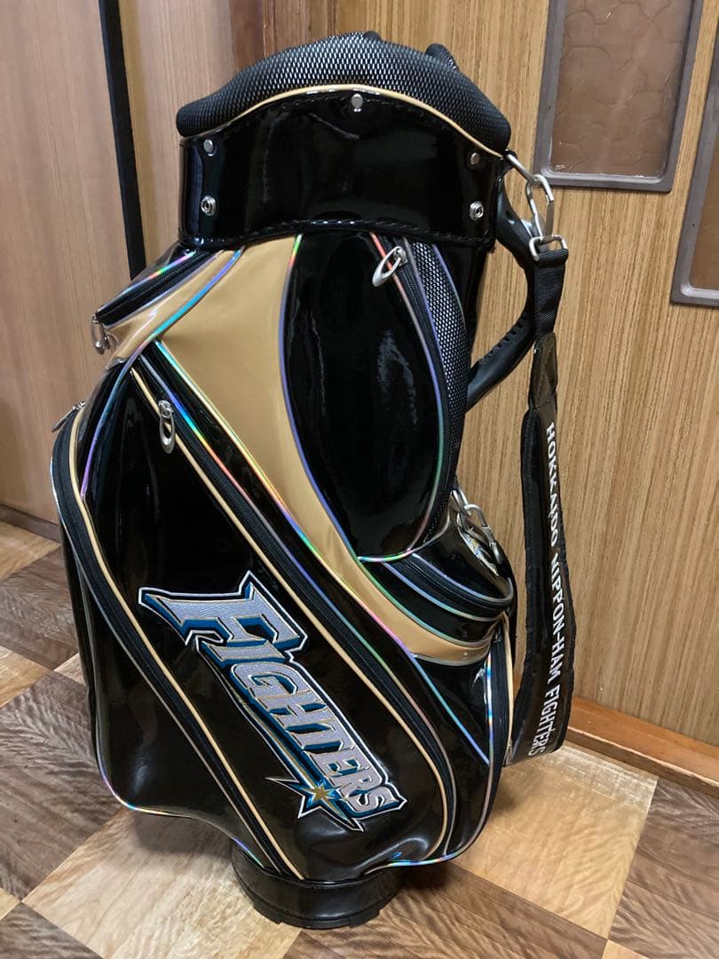 《希少美品》北海道ニッポンハムファイターズキャディーバッグ　ブラックエナメル