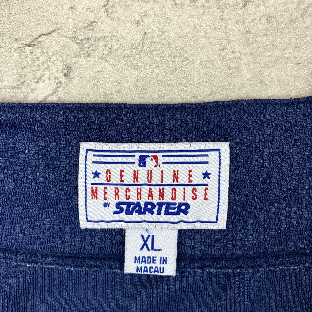 90s スターター MLB アストロズ ベースボールシャツ 古着 刺繍 紺 XL