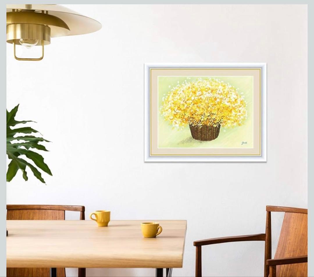 絵画 額付き 額入り しあわせのブーケ 洋美 「明るいイエローのブーケ」 f6