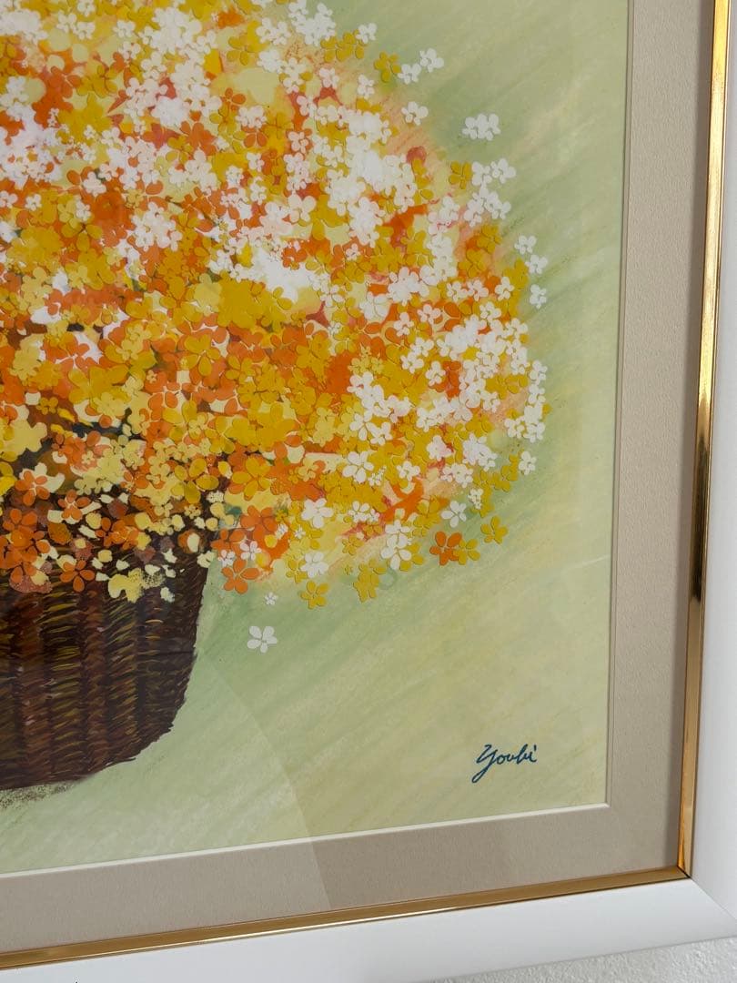 絵画 額付き 額入り しあわせのブーケ 洋美 「明るいイエローのブーケ」 f6