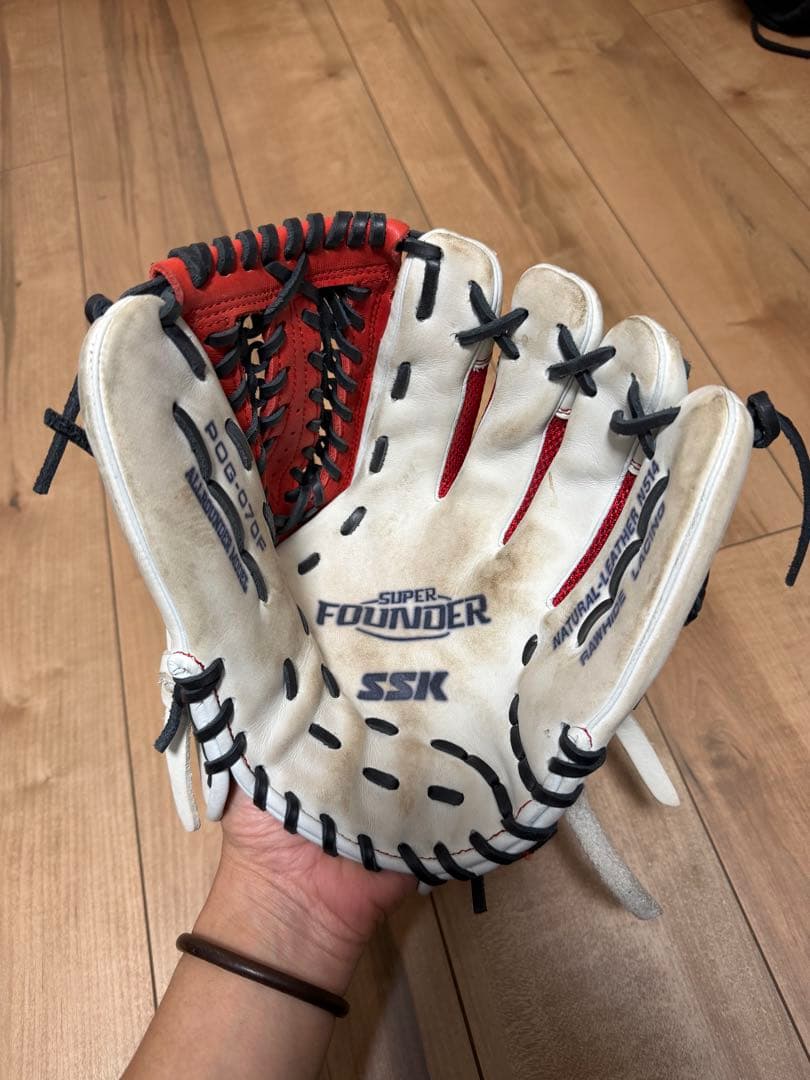 SSK 軟式 野球 グローブ レッド ホワイト メッシュ
