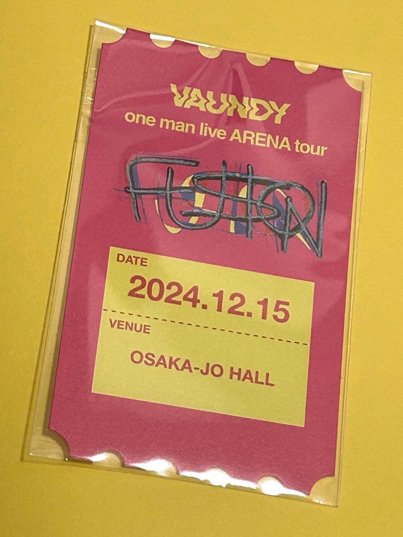 vaundy　FUSION　大阪城ホール　１２月１５日 B賞　チケットカード