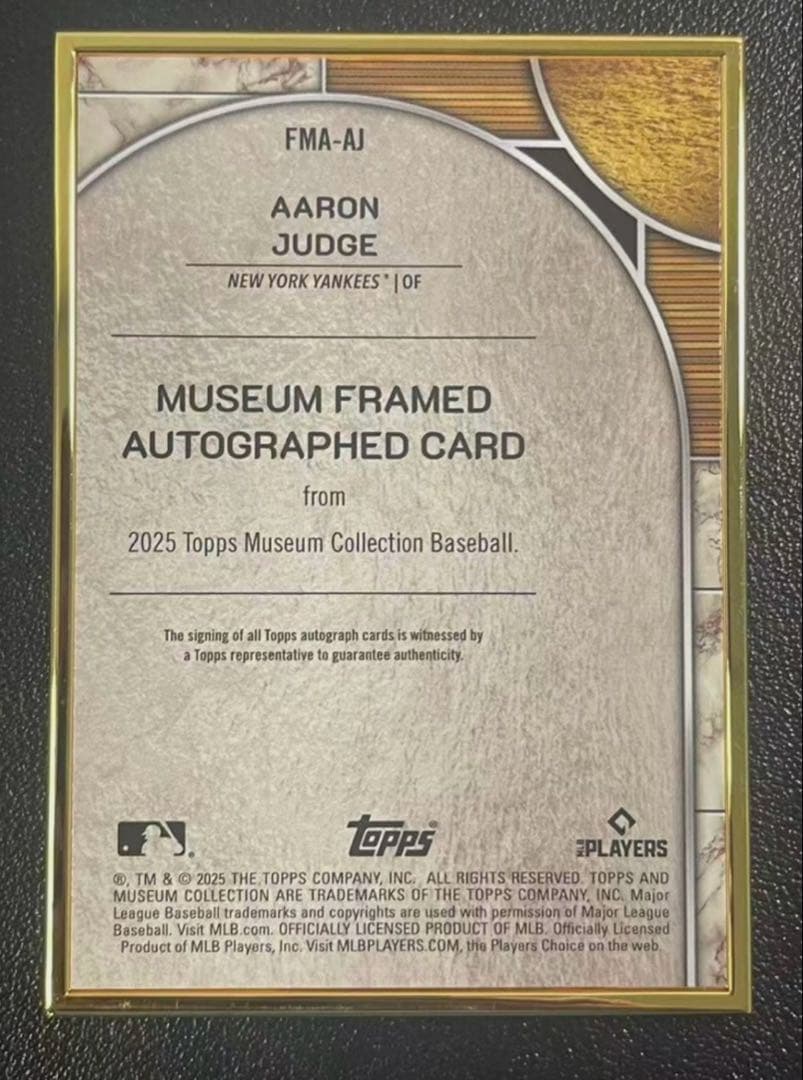 2025 Topps アーロンジャッジ 直筆サインゴールドフレームカードauto