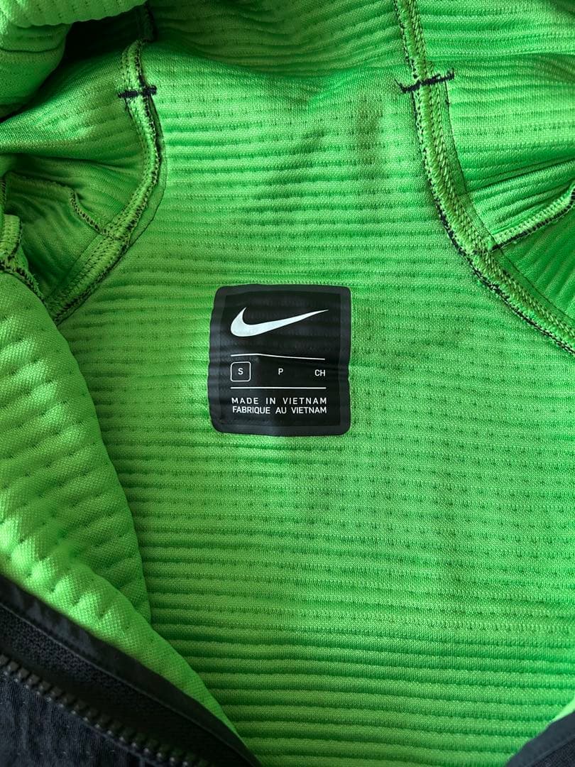 NIKE テックフリース風 パーカー S ブラック グリーン フルジップ