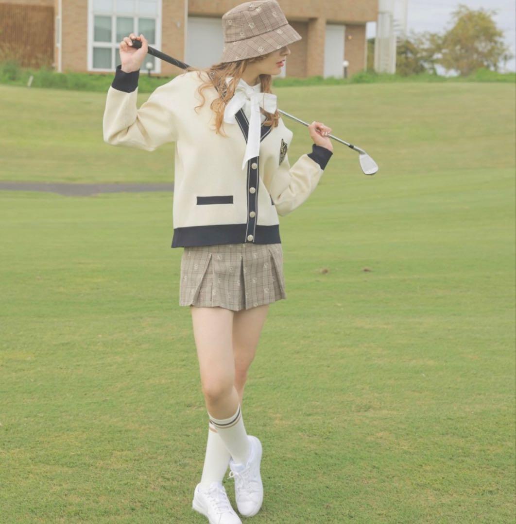 美品 エイミーゴルフ カーディガン カレッジカーディガン EIMY GOLF
