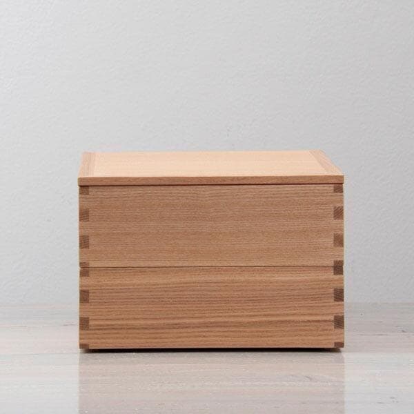 新品 松屋漆器店 白木塗り タモ製6.0寸二段重内朱 6寸 お重 重箱 越前漆器