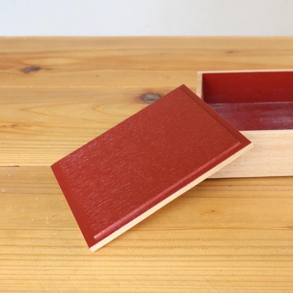 新品 松屋漆器店 白木塗り タモ製6.0寸二段重内朱 6寸 お重 重箱 越前漆器