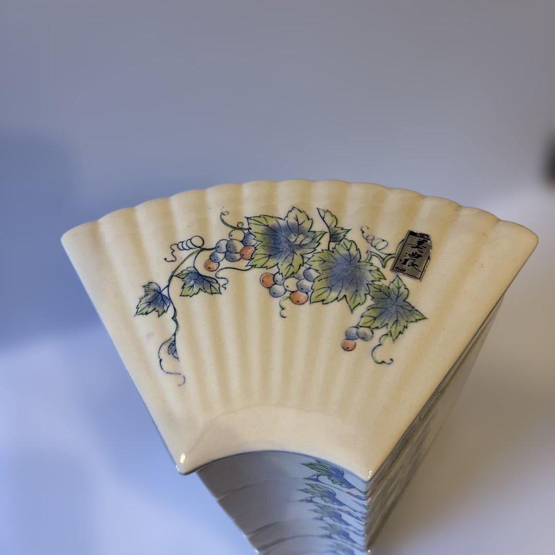 美濃焼 扇型皿 【5枚セット】蓋付小鉢 ぶどう柄 風山越窯 縁起物 仕切り皿
