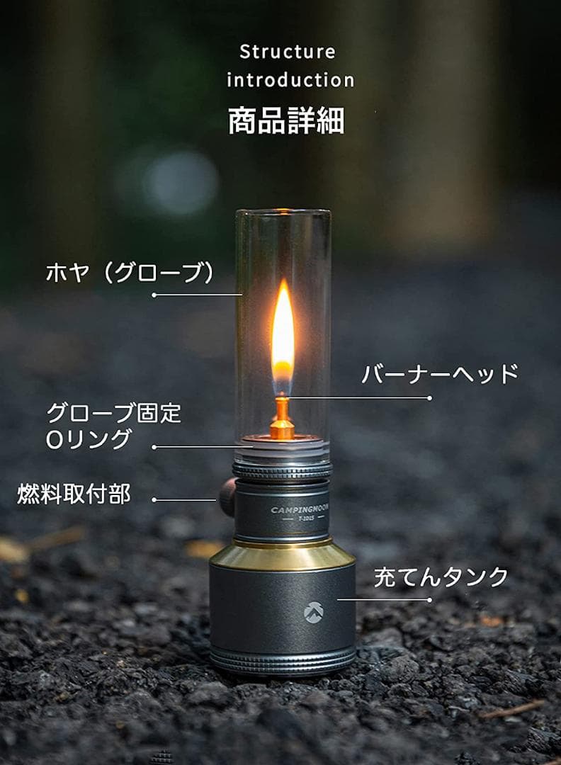 ガスキャンドル ランタン ガスランタン 専用タンク 木製ランタンケース付き