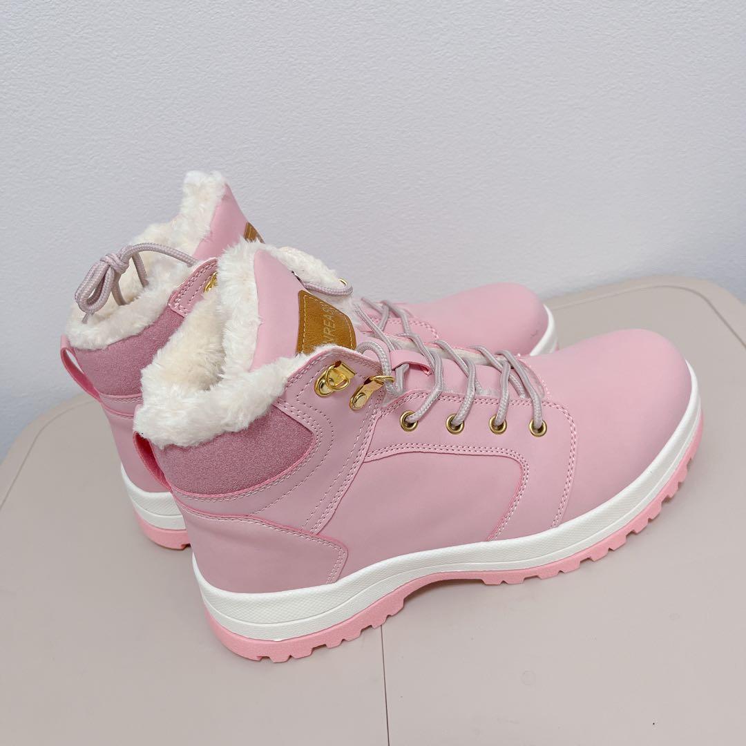 ✦防寒ブーツ 防水 トレッキングブーツ 26cm ピンク 雪 スノー靴