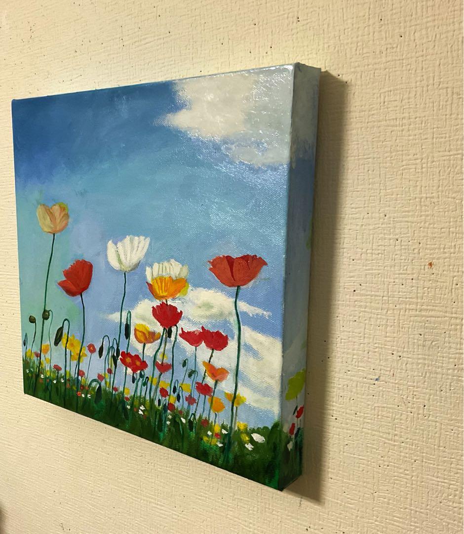油彩画　「　ポピー　」　原画　3Dキャンパス