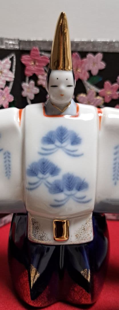 ④ひな人形 親王飾り 立ち雛 ぼんぼり 屏風 敷台一式