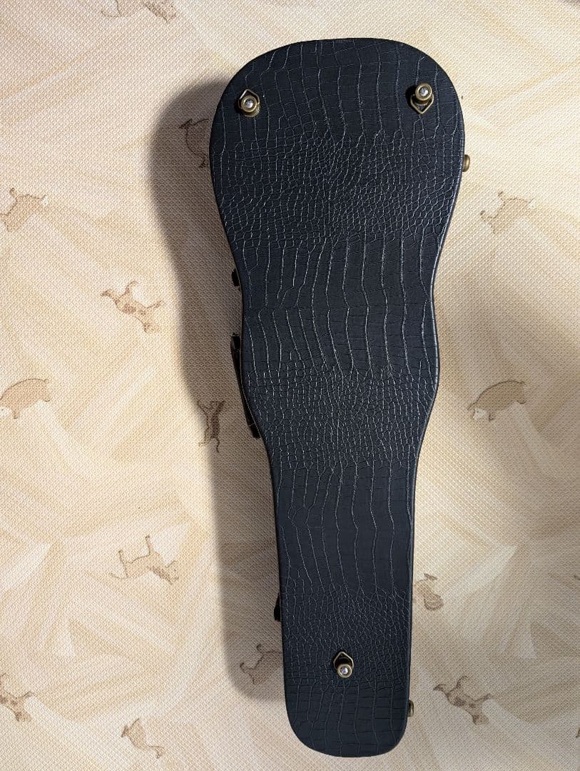 【新品】クロコダイル模様押し革製、木製バイオリンケース
