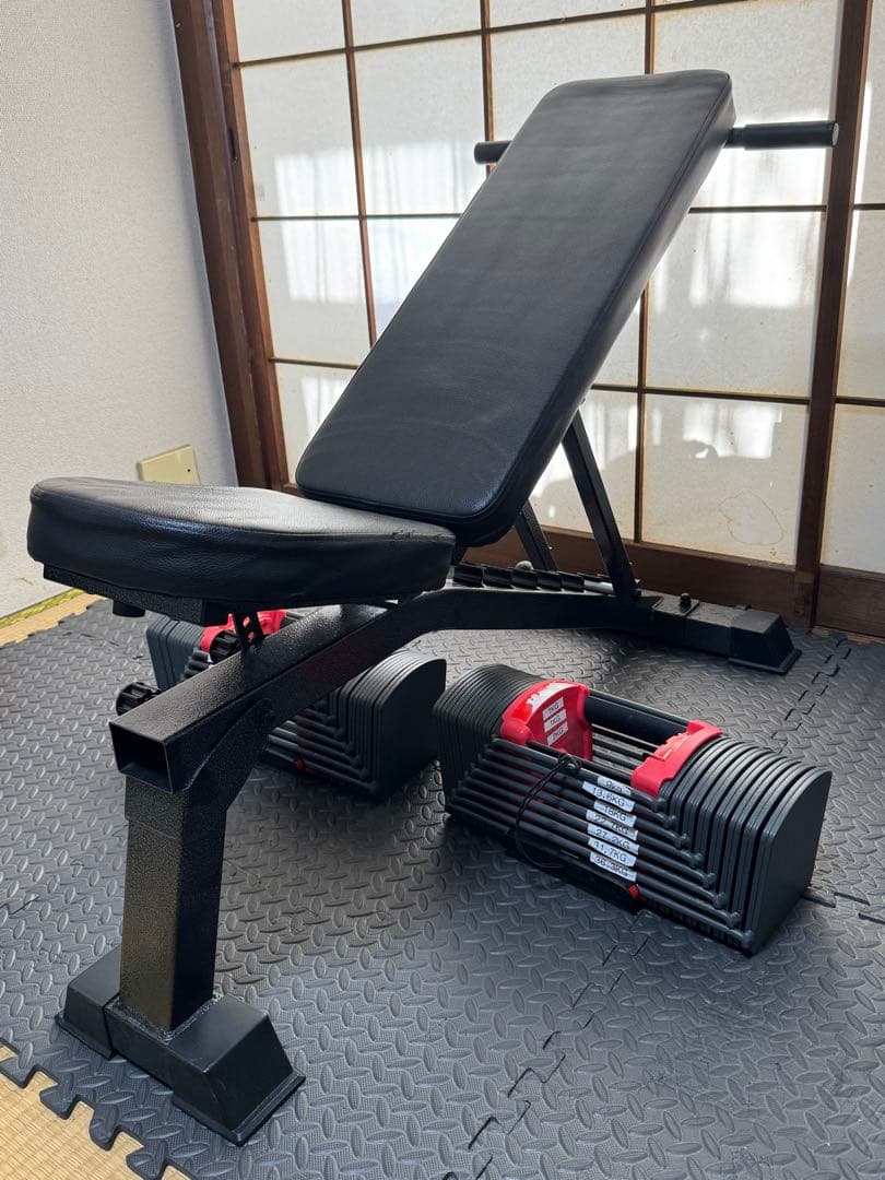 【引き取り限定】【東京都内】調整可能トレーニングベンチ、可変式ダンベル 40kg