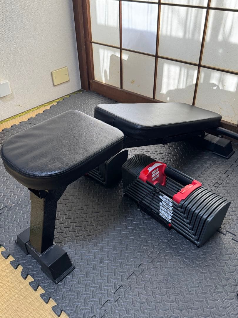 【引き取り限定】【東京都内】調整可能トレーニングベンチ、可変式ダンベル 40kg