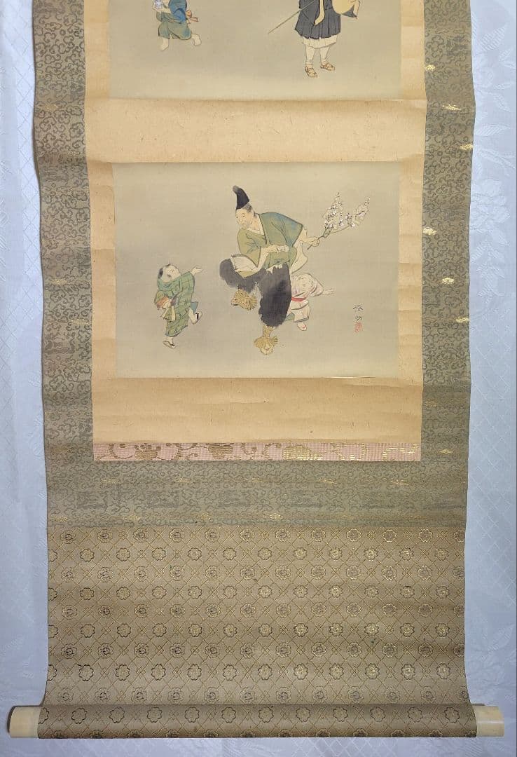 松本楓湖　人物　色紙2枚　歴史画　掛け軸　合わせ箱　書画、骨董品、美術品
