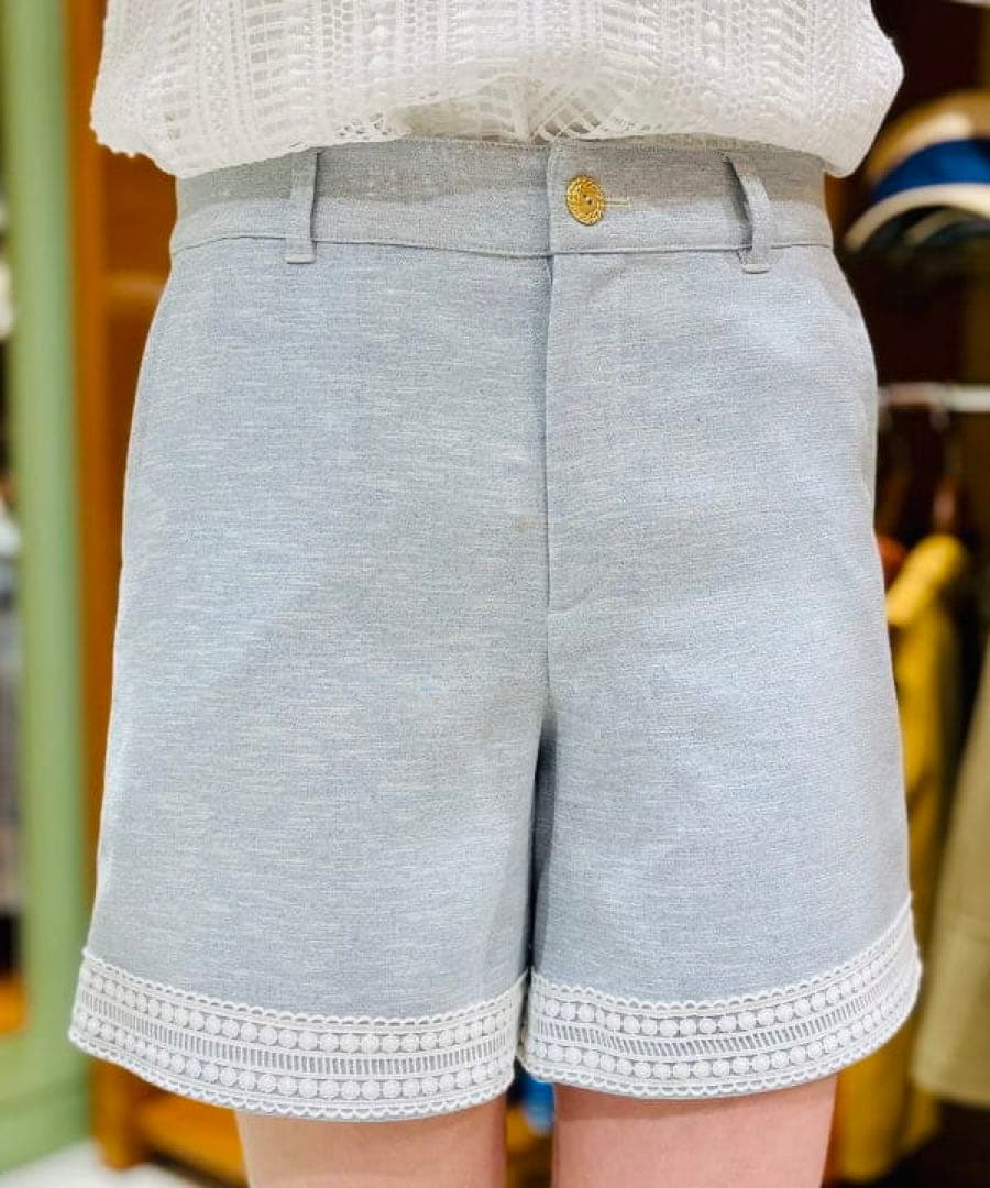 ビームス　ゴルフPURPLE LABEL リネンライク 裾レース ショートパンツ