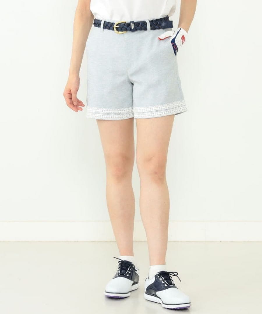 ビームス　ゴルフPURPLE LABEL リネンライク 裾レース ショートパンツ