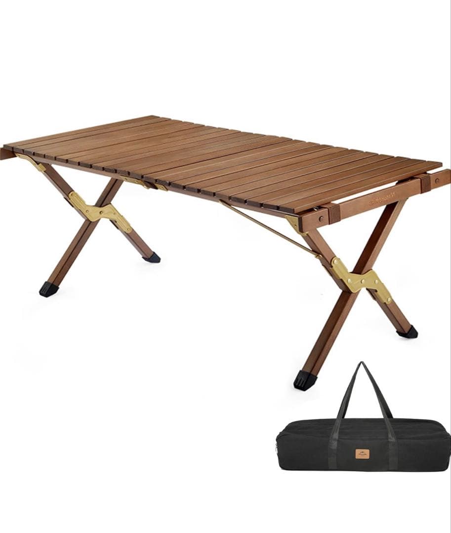 Naturehike ウッドロールテーブル ブラウン -S 90cm