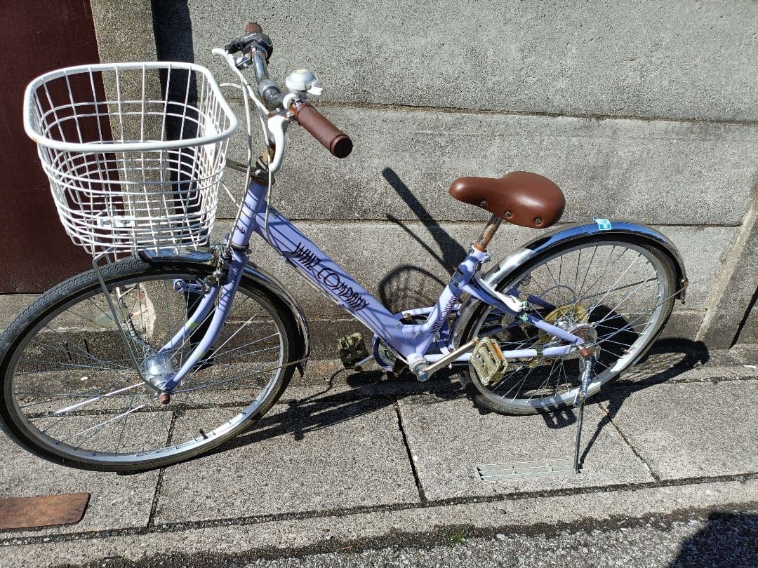 子供用自転車 紫色 バスケット付き