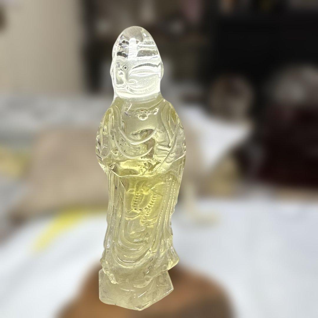 高品質　観音黄水晶　シトリン　置物　約12cm