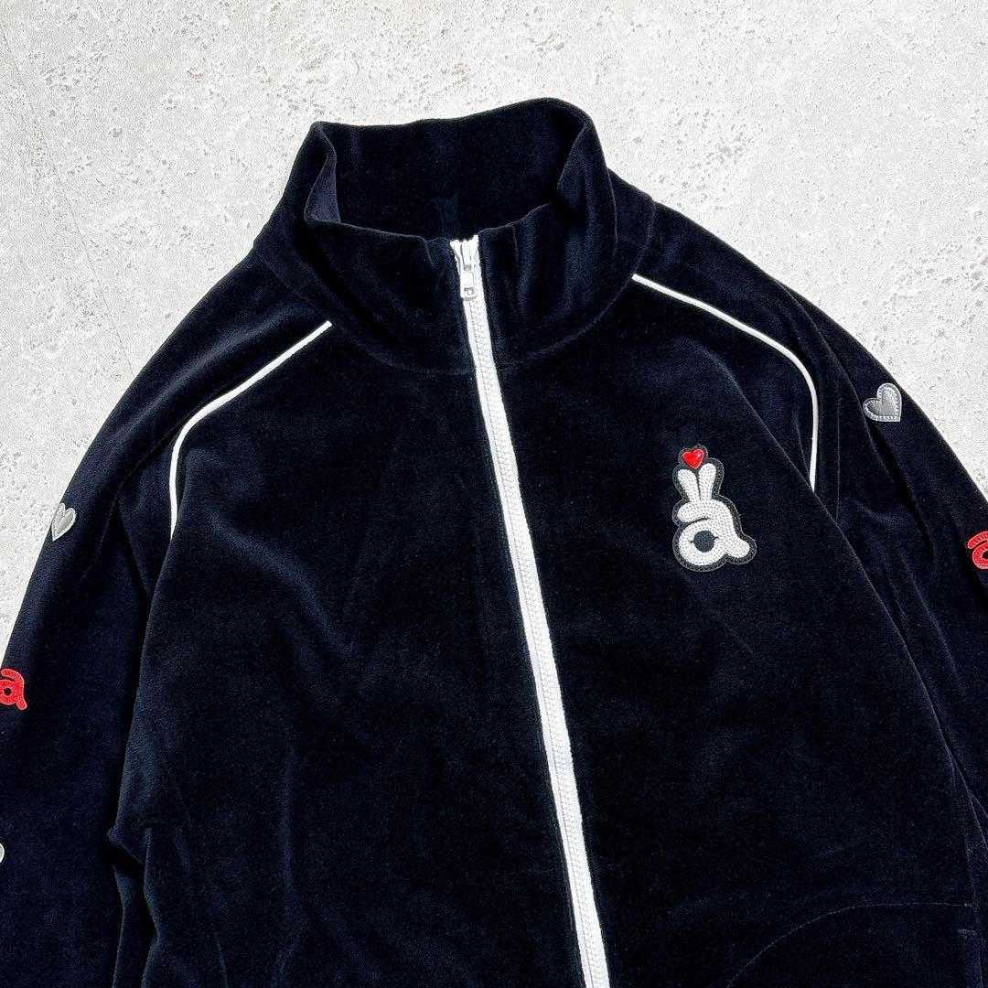 アルチビオ【２３AW】ベロアブルゾン　ジャケット　黒S　スパンコールロゴ