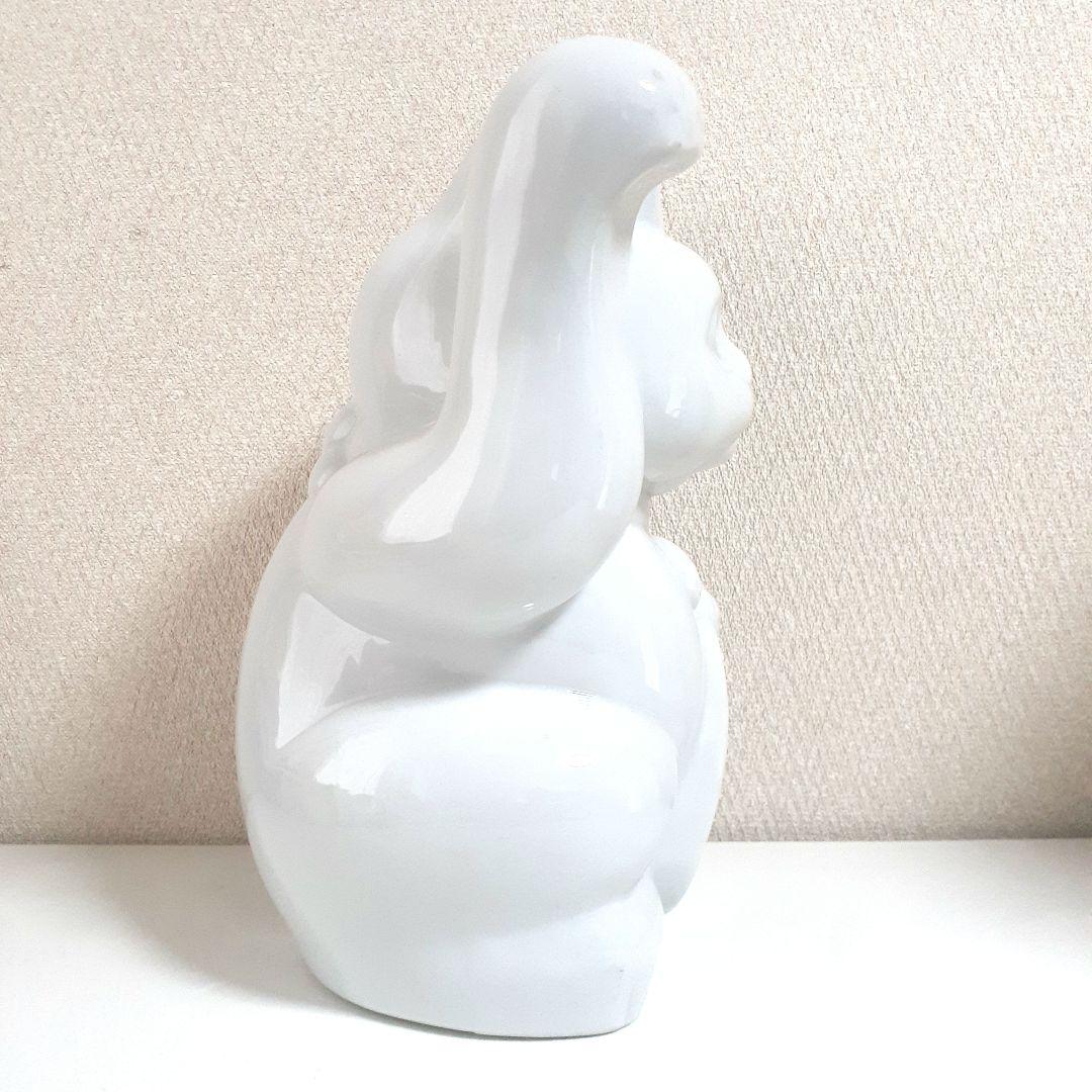 083 希少 瀬戸焼 ホワイト招き猫 高さ29cm 1点もの 陶器製 日本製