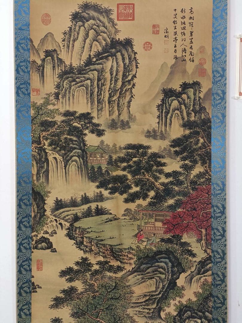 【文征明】乔岳松雲 中国画 掛け軸 水墨画 和室 玄関 茶室 壁掛け 美術品