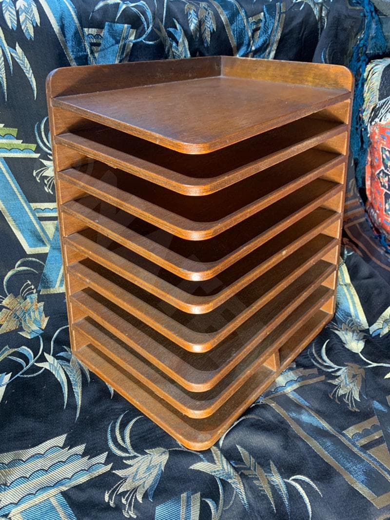 書類棚 デスクトップ A4サイズ 木製 珍品 骨董 ビンテージ アンティーク