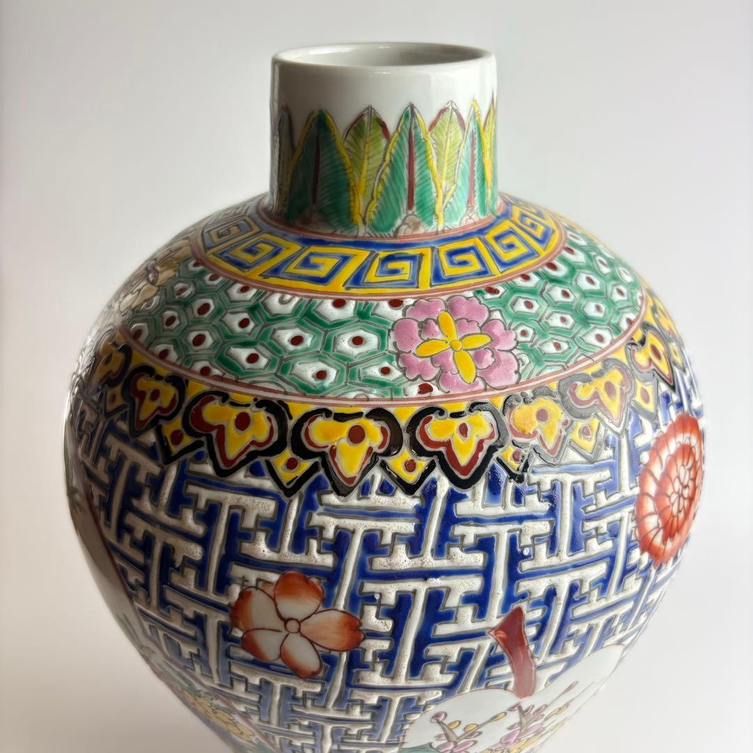 中国 花瓶 色絵 粉彩 壺 飾壺