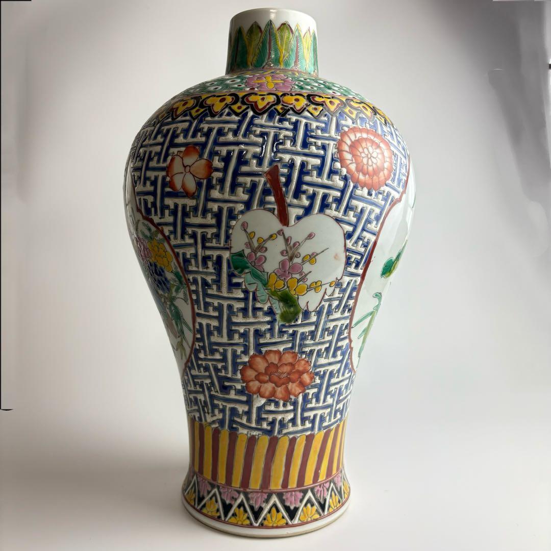中国 花瓶 色絵 粉彩 壺 飾壺
