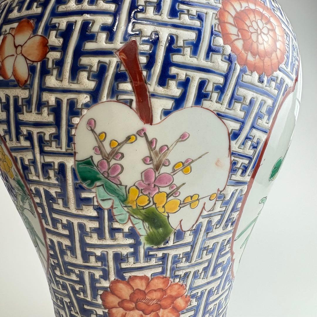 中国 花瓶 色絵 粉彩 壺 飾壺