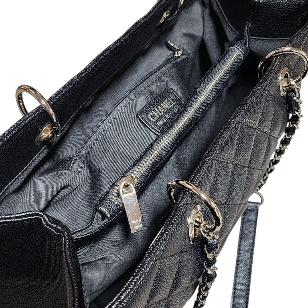 CHANEL　トートバッグ　黒　大容量　シルバー