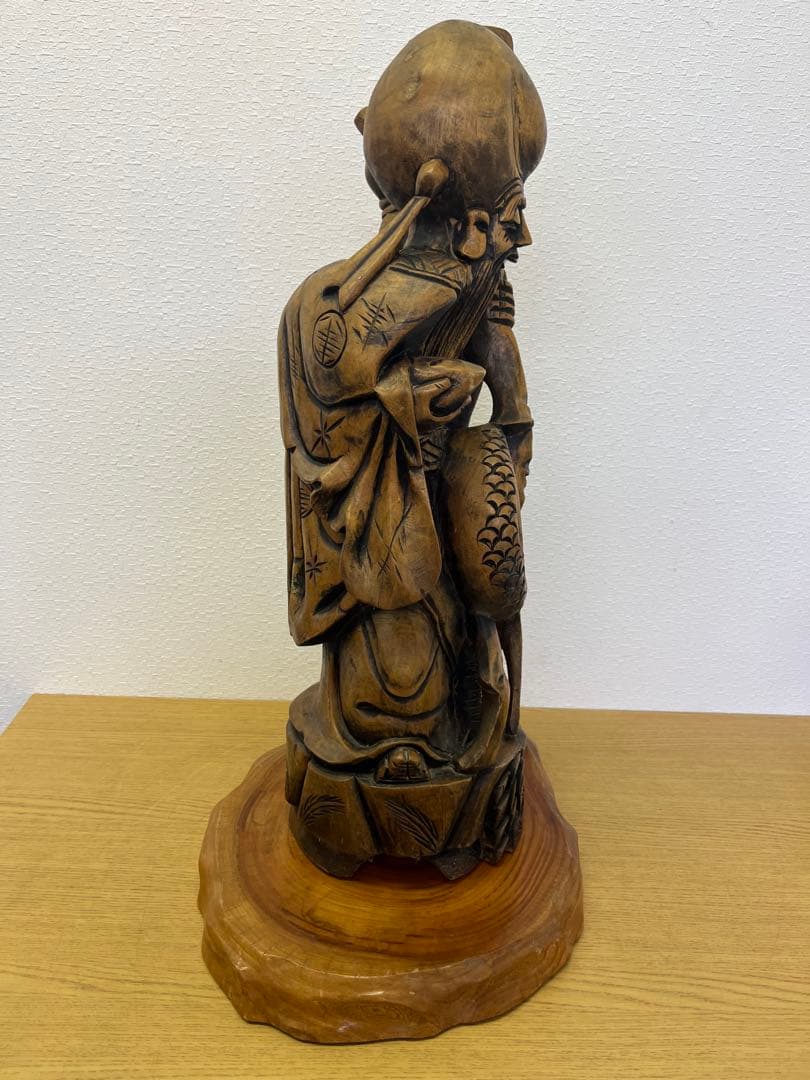木製彫刻 七福神　寿老人　インテリア　オブジェ