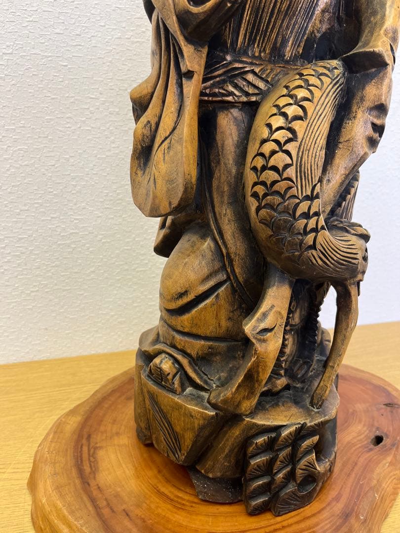 木製彫刻 七福神　寿老人　インテリア　オブジェ