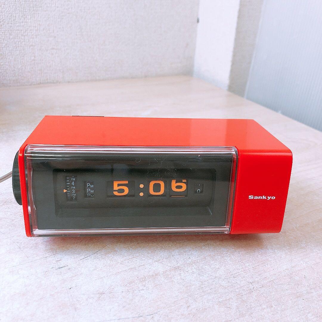 通電OK 昭和レトロ パタパタ時計 Sankyo ザックス DT-612 中古品