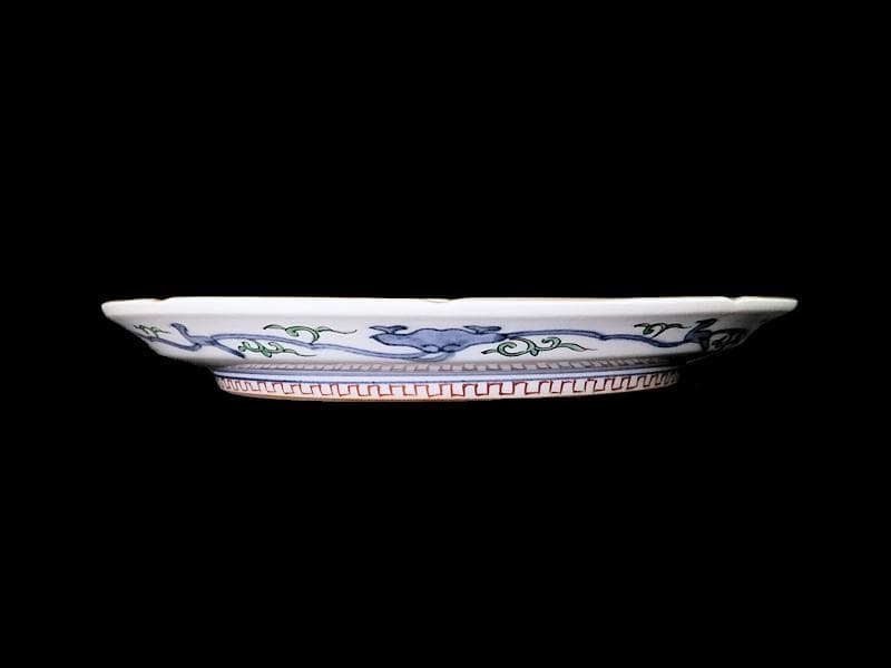 大聖寺伊万里　金襴手　丸紋に花鳥紋　牡丹の図　８寸皿　F123AS-CTd