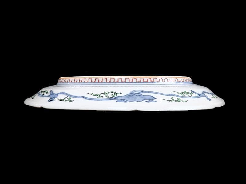 大聖寺伊万里　金襴手　丸紋に花鳥紋　牡丹の図　８寸皿　F123AS-CTd
